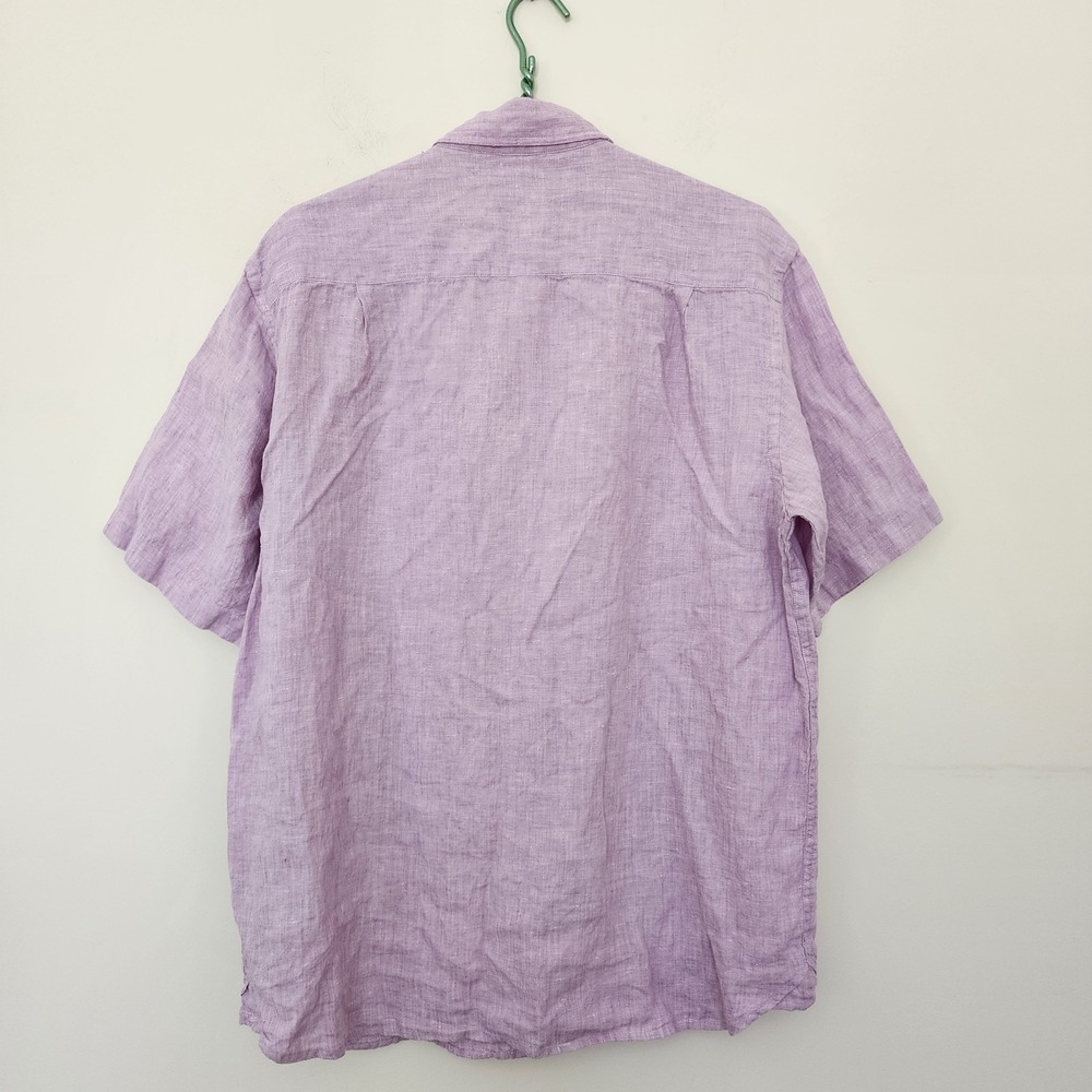 Orvis Mens Lavender 100% Linen Short Sleeve Button Down Shirt Classic Fit L - Picture 2 of 7